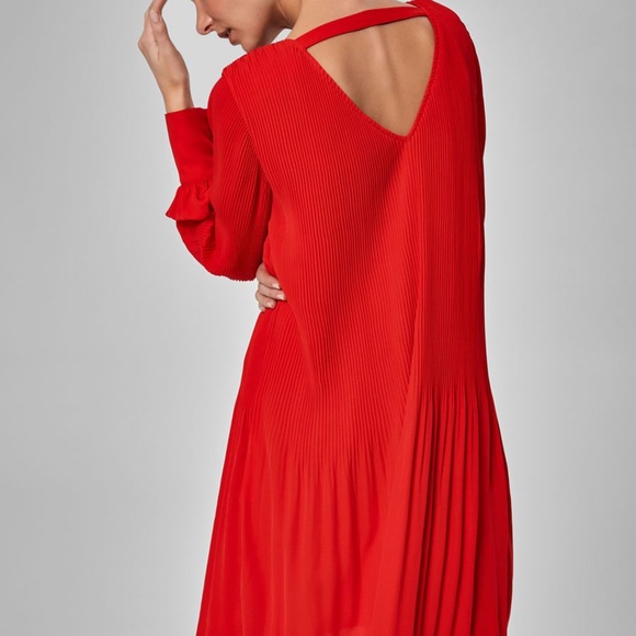 Elegant Red Pleaded Dress  "Selected Femme" - Picture 2 of 7